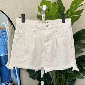 🤍✨ We The Free Cream Raw Hem Pleated Denim Skirt Sz 25 | 100% Cotton